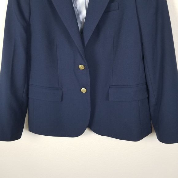 J. Crew Factory Navy Wool-Blend Gold Buttons Academia Career Blazer Sz 10 AZ565 - Picture 9 of 15